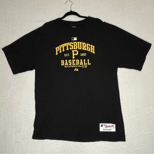 MAJESTIC Mens MLB Pittsuburgh Pirates Mens Short Sleeve T-shirt Black Size Large